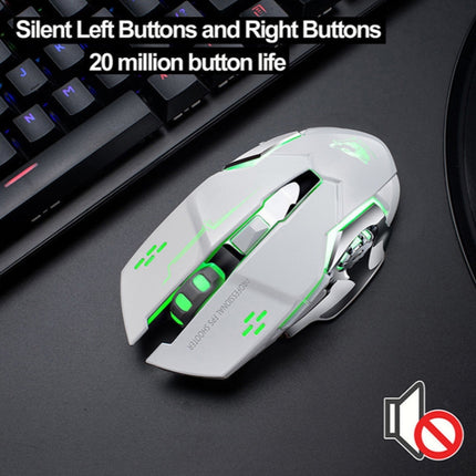 FREEDOM-WOLF X8 2400 DPI 6 Keys 2.4G Wireless Charging Silent Luminous Gaming Mechanical Mouse(Metal Grey)-garmade.com