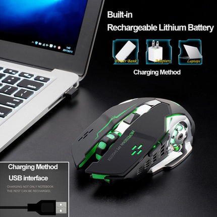 FREEDOM-WOLF X8 2400 DPI 6 Keys 2.4G Wireless Charging Silent Luminous Gaming Mechanical Mouse(Metal Grey)-garmade.com