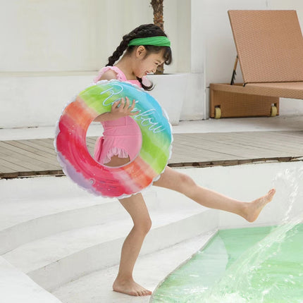 2 PCS Gradient Color Rainbow Flowers Children Thickened PVC Swimming Ring, Size:60cm-garmade.com