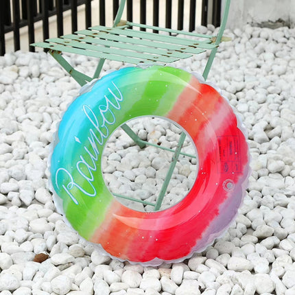 2 PCS Gradient Color Rainbow Flowers Children Thickened PVC Swimming Ring, Size:70cm-garmade.com