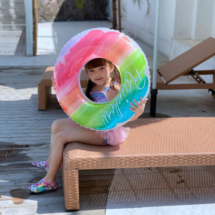 2 PCS Gradient Color Rainbow Flowers Children Thickened PVC Swimming Ring, Size:70cm-garmade.com