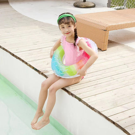 2 PCS Gradient Color Rainbow Flowers Children Thickened PVC Swimming Ring, Size:70cm-garmade.com