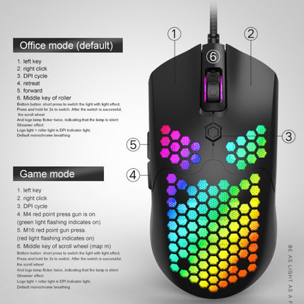 FREEDOM-WOLF M5 12000 DPI 6-butons Wasp Lightweight Wired Hollow Gaming Mouse, Cable Length: 1.7m(Black)-garmade.com