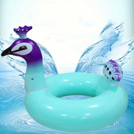 Blue Peacock Swimming Ring Adult Children Inflatable Seat Ring Lifebuoy, Size:90cm-garmade.com