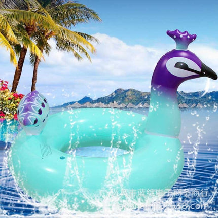 Blue Peacock Swimming Ring Adult Children Inflatable Seat Ring Lifebuoy, Size:90cm-garmade.com