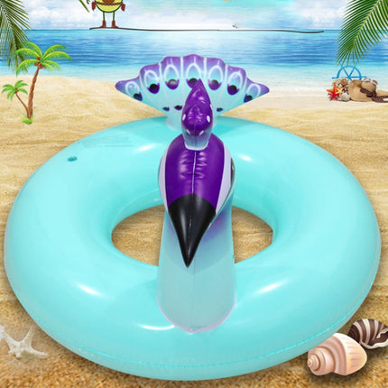 Blue Peacock Swimming Ring Adult Children Inflatable Seat Ring Lifebuoy, Size:90cm-garmade.com