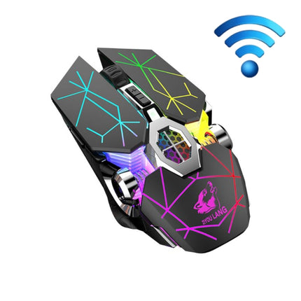 FREEDOM-WOLF X13 2400 DPI 6 Keys Wireless Charging Silent Water-cooled Luminous Mechanical Gaming Mouse(Star Black)-garmade.com