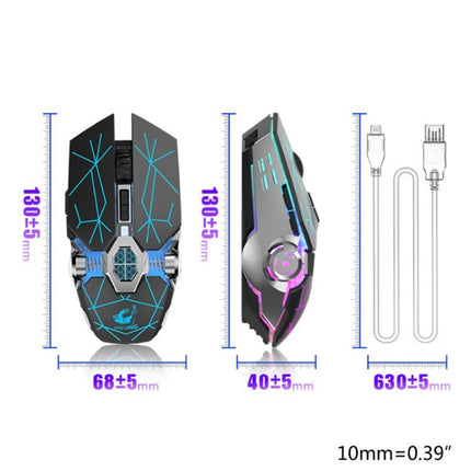 FREEDOM-WOLF X13 2400 DPI 6 Keys Wireless Charging Silent Water-cooled Luminous Mechanical Gaming Mouse(Star Black)-garmade.com
