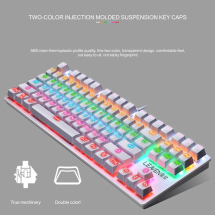 LEAVEN K550 87 Keys Green Shaft Gaming Athletic Office Notebook Punk Mechanical Keyboard, Cable Length: 1.8m(White)-garmade.com