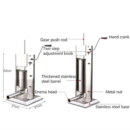 3L Manual Sausage Filling Machine Stainless Steel Sausage Filling Machine-garmade.com