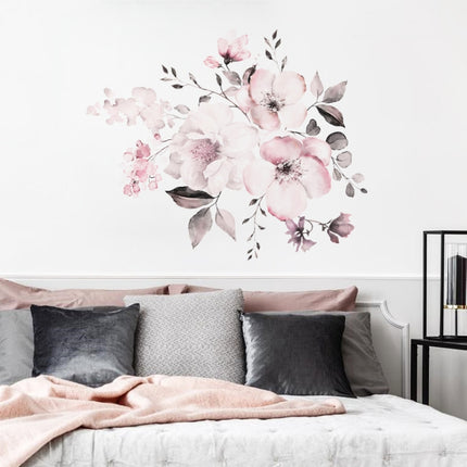 2 PCS Watercolor Flower Group Home Background Decoration Removable Wall Sticker-garmade.com