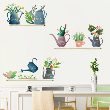 2 PCS Fresh Green Watering Cactus Home Decoration Wall Sticker-garmade.com