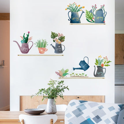 2 PCS Fresh Green Watering Cactus Home Decoration Wall Sticker-garmade.com