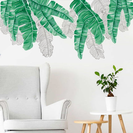 2 PCS FX-C24 Green Shade Banana Leaf Home Wall Decoration Self-adhesive Removable Wall Stickers-garmade.com