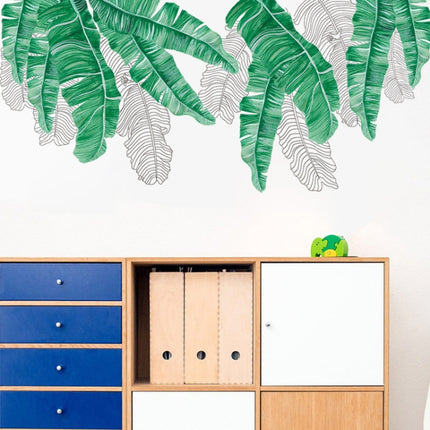 2 PCS FX-C24 Green Shade Banana Leaf Home Wall Decoration Self-adhesive Removable Wall Stickers-garmade.com