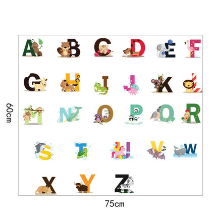 2 PCS SY301 Cartoon Animal 26 English Letter Children Room Wall Stickers-garmade.com