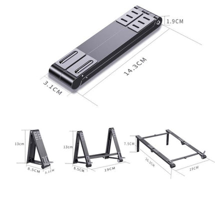 Metal Laptop Stand Computer Cooling Folding Mini Flat Raised Bracket(Silver)-garmade.com