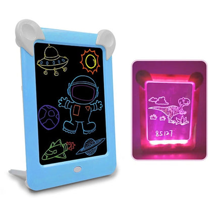 LED Luminous Drawing Board Electronic Fluorescent Writing Board Children Light Painting Message Board(Blue)-garmade.com