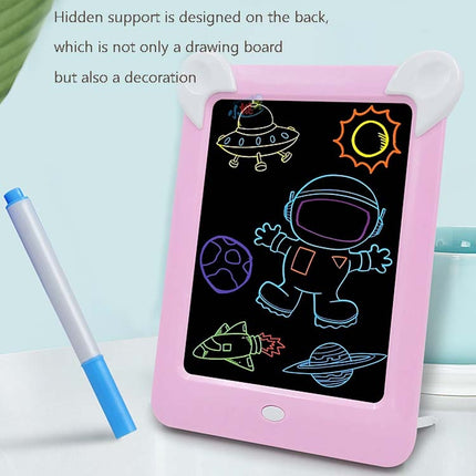 LED Luminous Drawing Board Electronic Fluorescent Writing Board Children Light Painting Message Board(Blue)-garmade.com