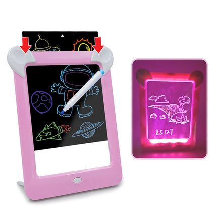LED Luminous Drawing Board Electronic Fluorescent Writing Board Children Light Painting Message Board(Pink)-garmade.com