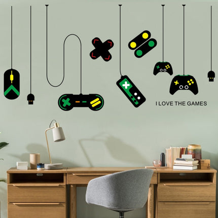 2 PCS Game Console Game Handle Chandelier Wall Stickers Internet Cafe Study Computer Desk Background Sticker-garmade.com