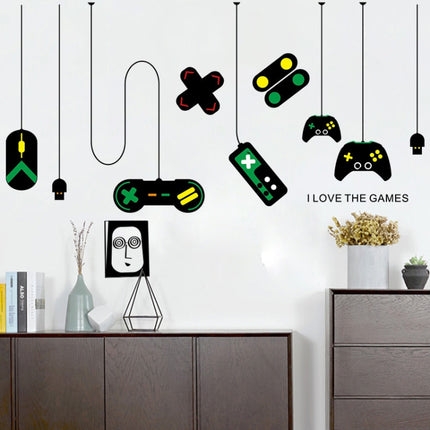 2 PCS Game Console Game Handle Chandelier Wall Stickers Internet Cafe Study Computer Desk Background Sticker-garmade.com