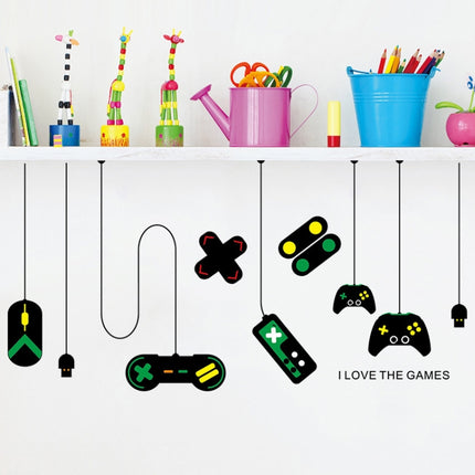 2 PCS Game Console Game Handle Chandelier Wall Stickers Internet Cafe Study Computer Desk Background Sticker-garmade.com