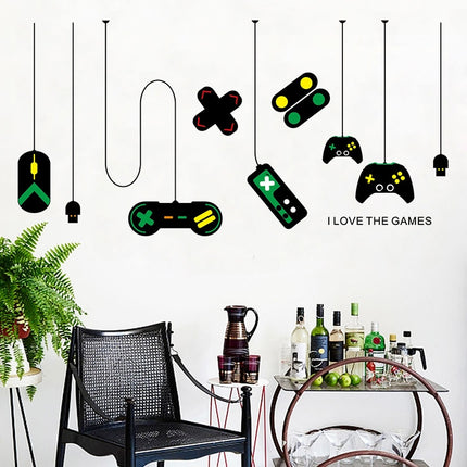 2 PCS Game Console Game Handle Chandelier Wall Stickers Internet Cafe Study Computer Desk Background Sticker-garmade.com