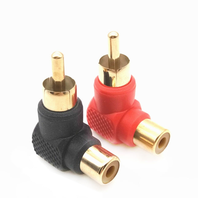 20 PCS / 10 Pairs L-shaped Lotus RCA Right Angle Elbow RCA Male to Female Audio Adapter(Color Random Delivery)-garmade.com