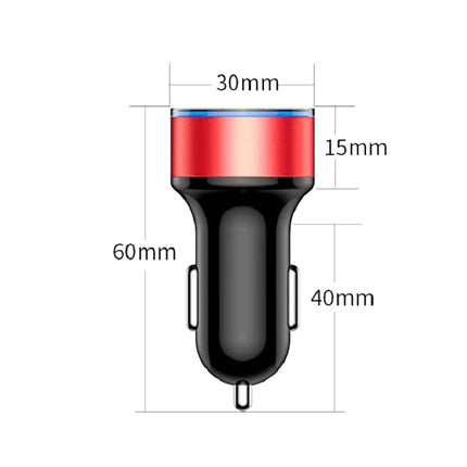 2 PCS Aluminum Ring Display Car Charger QC3.0+2.4A Aluminum Alloy Multi-function Halo Digital Display Car Charger(Champagne Red)-garmade.com