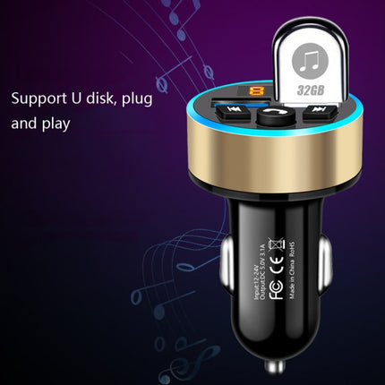 Halo Car MP3 Bluetooth Player Car Charger Car FM Transmitter 3.1A Car Charger(Elegant Black)-garmade.com