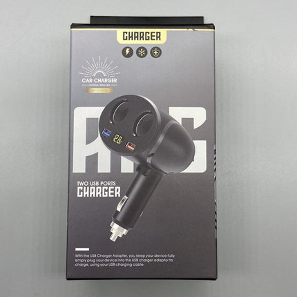 Cigarette Lighter Car Charger Dual USB QC 3.0 Dual Fast Charging 6A Car Charger(Classic Black)-garmade.com