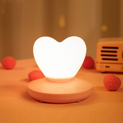 USB Bedside Nursing Night Light Romantic Love Heart Touch Sensing Light(Pink Love)-garmade.com