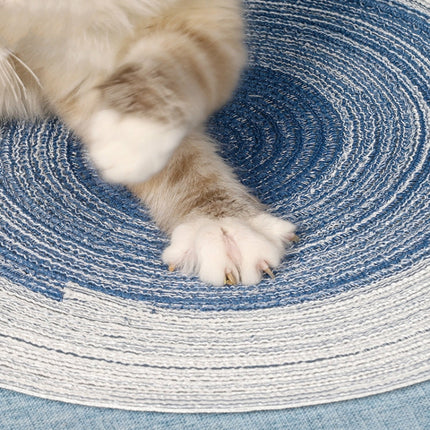 Pet Supplies Cat Scratching Board Hand-woven Ramie Grinding Pad(Blue)-garmade.com