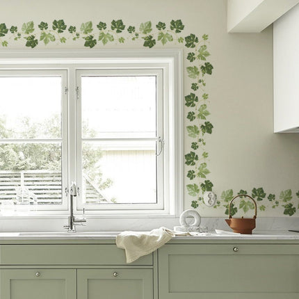 Green Leaf Vine Corner Decoration PVC Self-adhesive Removable Wall Stickers-garmade.com