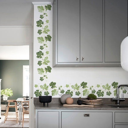 Green Leaf Vine Corner Decoration PVC Self-adhesive Removable Wall Stickers-garmade.com