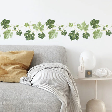 Green Leaf Vine Corner Decoration PVC Self-adhesive Removable Wall Stickers-garmade.com