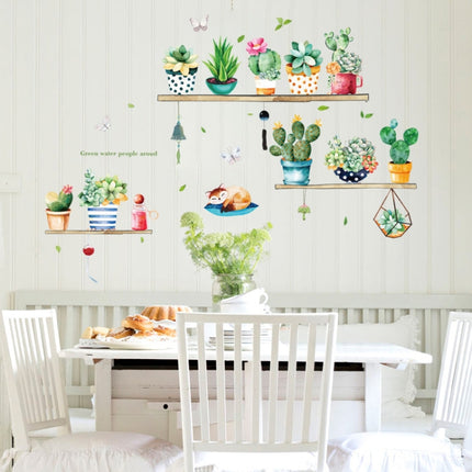 Cactus Potted PVC Self-adhesive Removable Wall Stickers-garmade.com