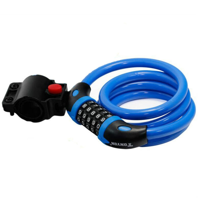 TONYON TY566 Bicycle Lock Five-digit Code Lock Mountain Bike Bar Wire Lock Single Rim Lock(Blue)-garmade.com