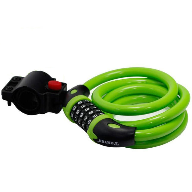 TONYON TY566 Bicycle Lock Five-digit Code Lock Mountain Bike Bar Wire Lock Single Rim Lock(Green)-garmade.com