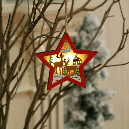 2 PCS Christmas Decorations Christmas Tree Luminous Pendant(CarFive-pointed Star)-garmade.com