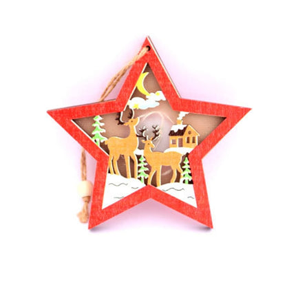 2 PCS Christmas Decorations Christmas Tree Luminous Pendant(CarFive-pointed Star)-garmade.com