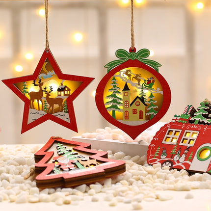 2 PCS Christmas Decorations Christmas Tree Luminous Pendant(CarFive-pointed Star)-garmade.com