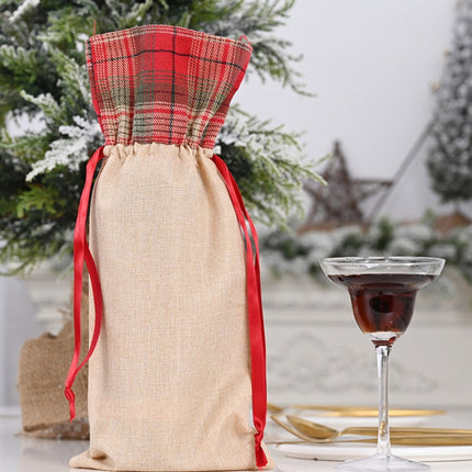 2 PCS Christmas Decorations Imitation Linen Wine Bottle Cover(Flower)-garmade.com