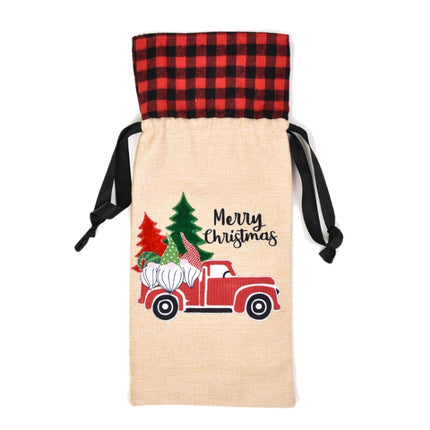 2 PCS Christmas Decorations Imitation Linen Wine Bottle Cover(Car Senior)-garmade.com