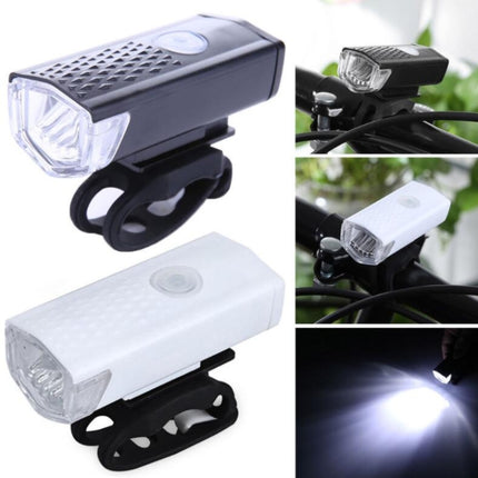 Bicycle USB Charging Headlight Lighting Cycling Equipment, Color:White 2255 Light+928 Red Taillight-garmade.com