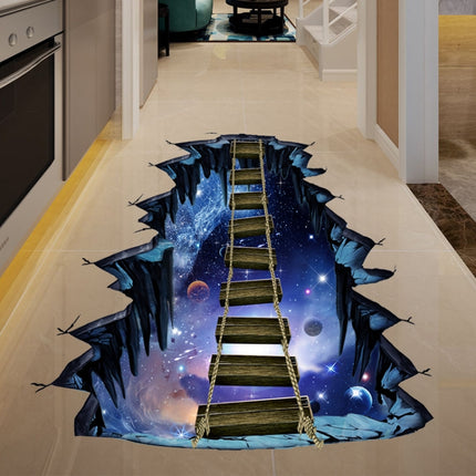 2 PCS 3D Wall Stickers Universe Planet Single-plank Bridge Floor Stickers(FX82002)-garmade.com