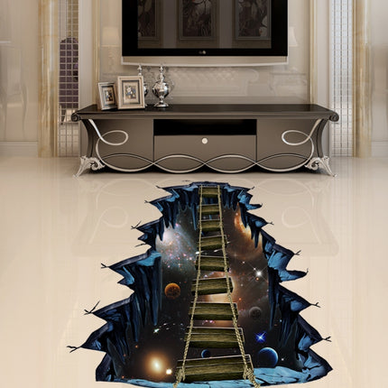 2 PCS 3D Wall Stickers Universe Planet Single-plank Bridge Floor Stickers(FX82004)-garmade.com