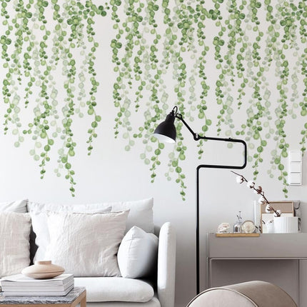 2 PCS Green Leaf Self-adhesive Removable Wall Stickers-garmade.com