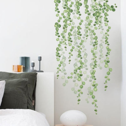 2 PCS Green Leaf Self-adhesive Removable Wall Stickers-garmade.com